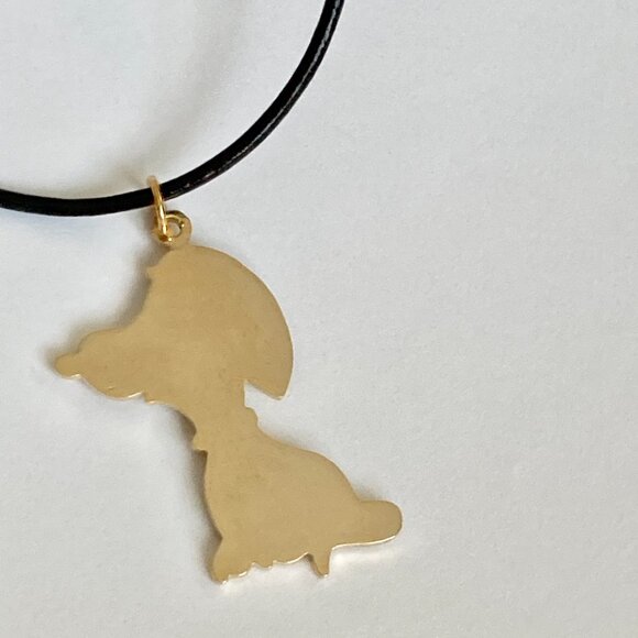 Vintage Snoopy Necklace Pendant Gold Tone Peanuts Cartoon Dangle Dog Peanuts 24" - Picture 9 of 12